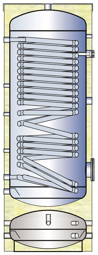 υβριδικό μποιλερ με δοχείο αδρανείας για αντλία θερμότητας